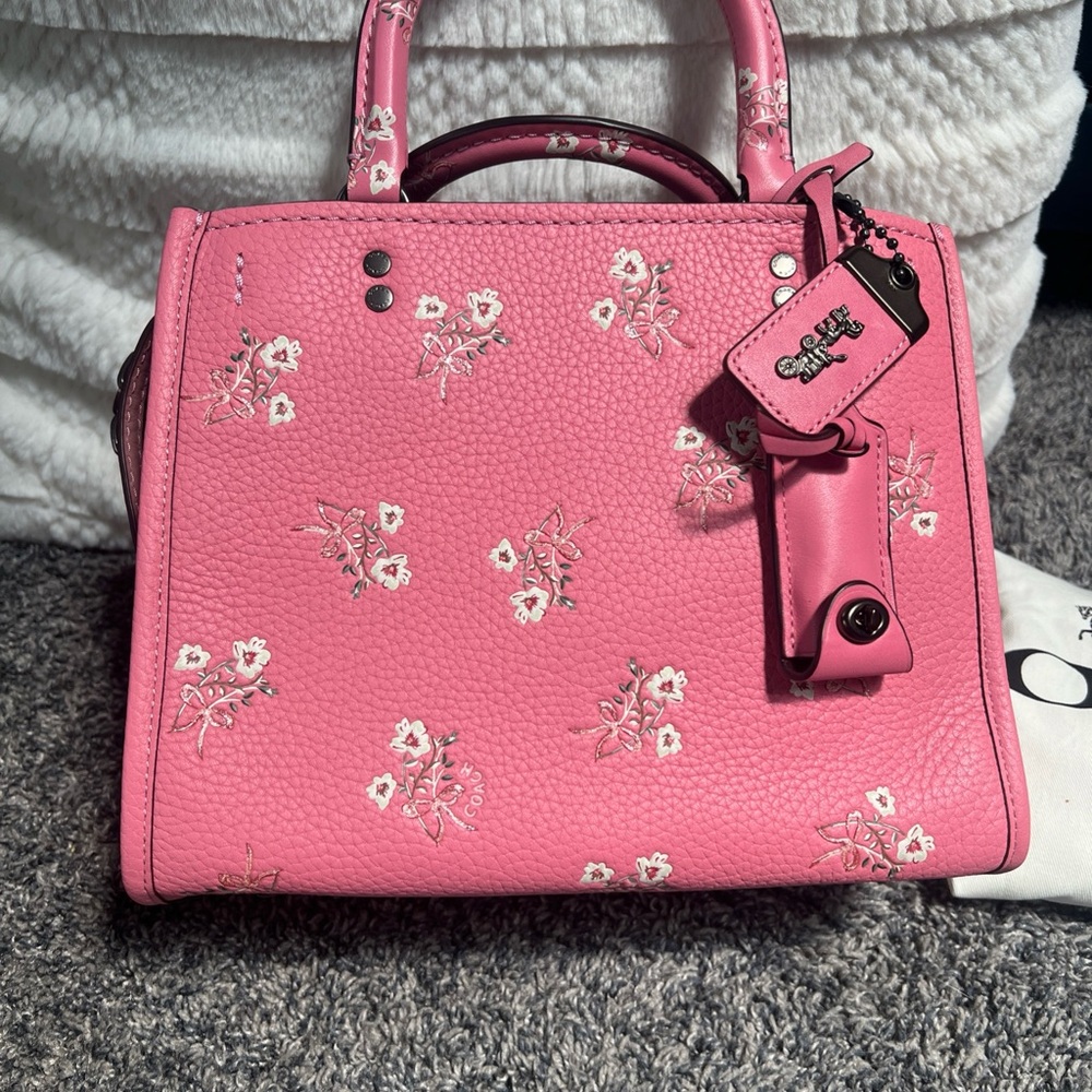 New with tags Coach Pink Satchel with Floral Accents - Picture 10 of 16